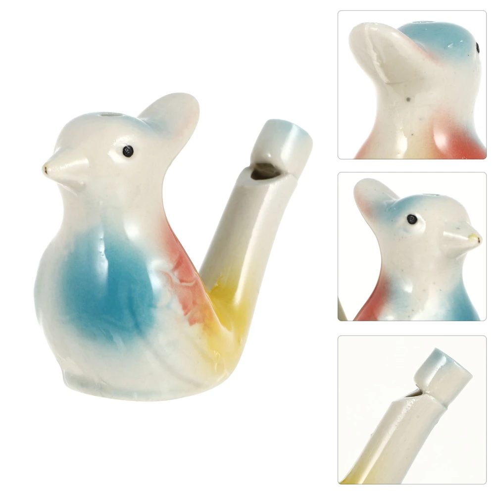 4pcs Creative Porcelain Bird Water Whistles  Music Bath Toys (Style 1 without Lanyard Mixed Color)