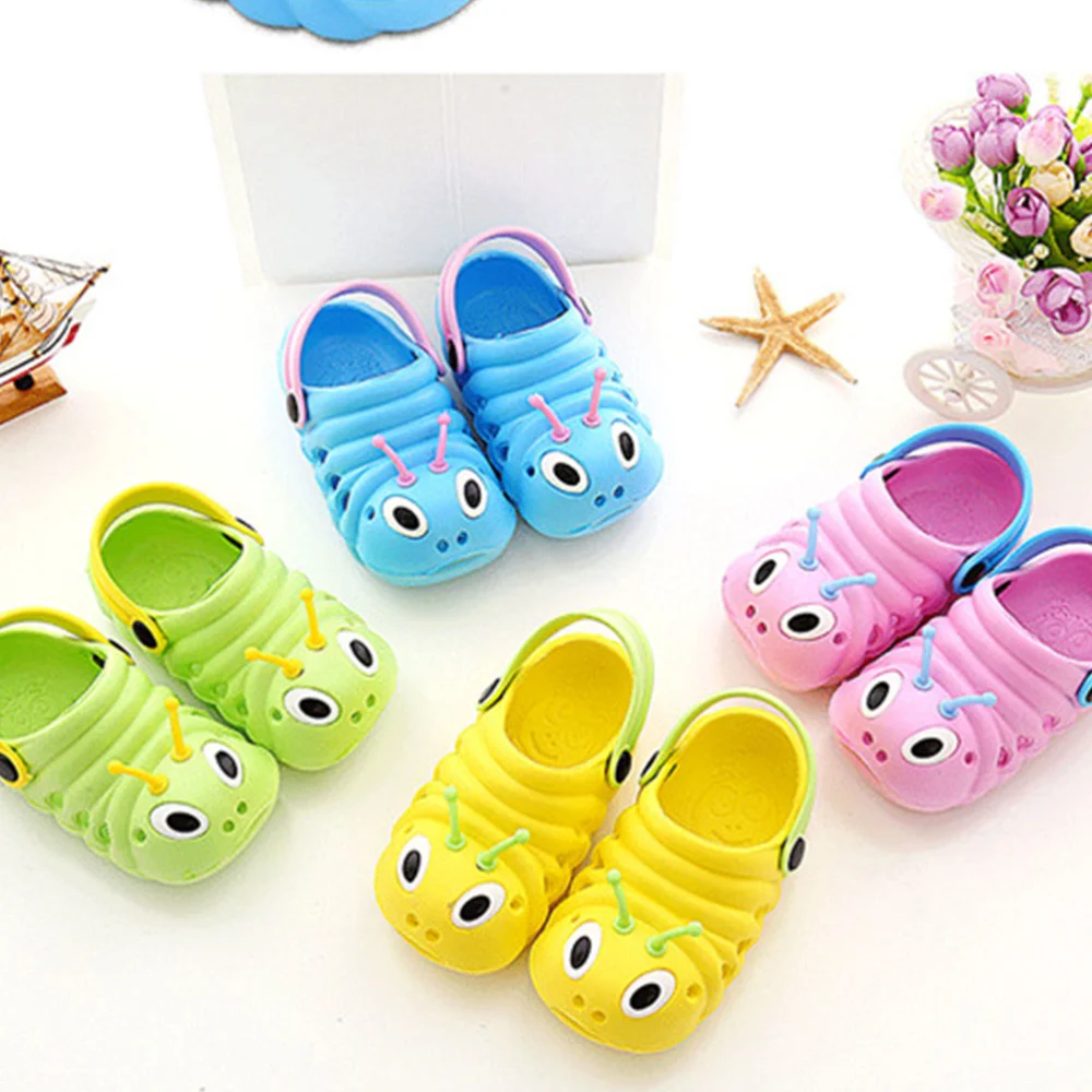 1 Pair Caterpillar Beach Non-slip Shoes Cartoon Summer Sandals Cool Slipper for Boys Girls (Pink Size 20 Length 12cm)