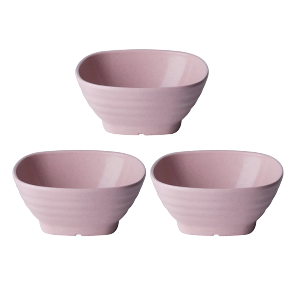 3pcs Environmental Wheat Straw Bowls Japanese Style Fiber Biodegradable Soup Bowl Salad Bowl Kid-friendly Mealtime Dinnerware Non Toxic Tableware Set (Pink)