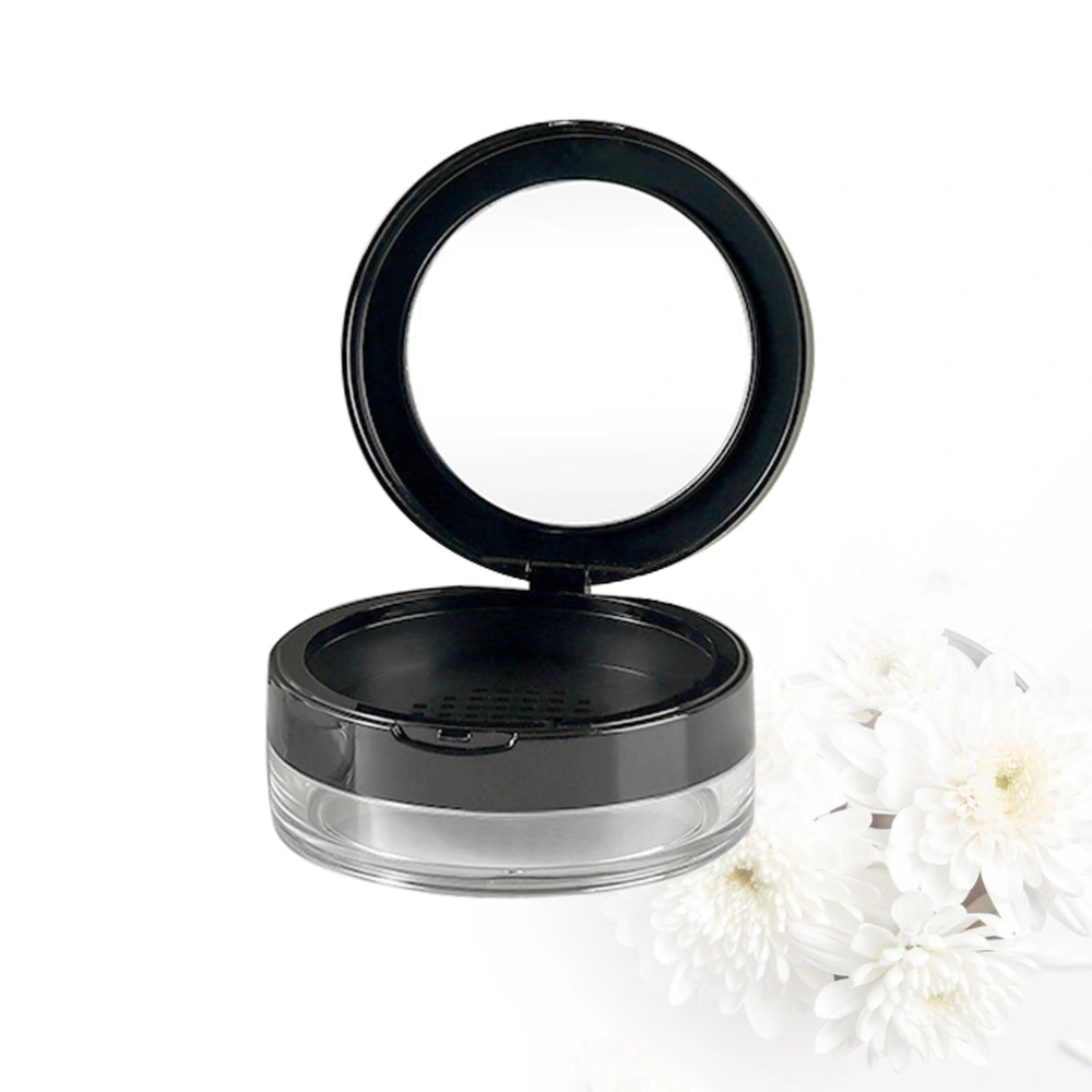 1Pc 10g Portable Empty Powder Case Loose Powder Box with Mirror Cosmetic Dispensing Container Black