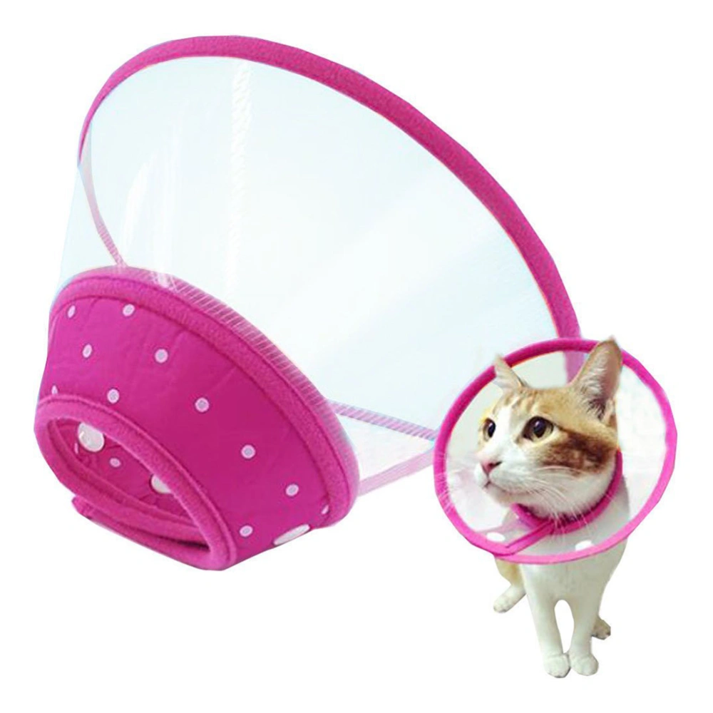 Pets Plastic Clear Cone Recovery Collar for Small Dogs & Cats - Size L(Rose Red)