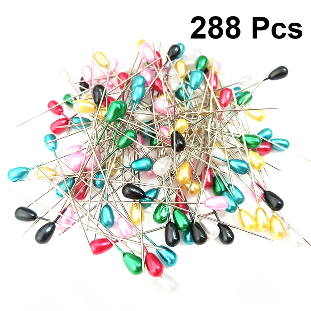 288pcs Sewing Teardrop Shaped Pearl Locating Stainless Steel Sewing (Colorful)