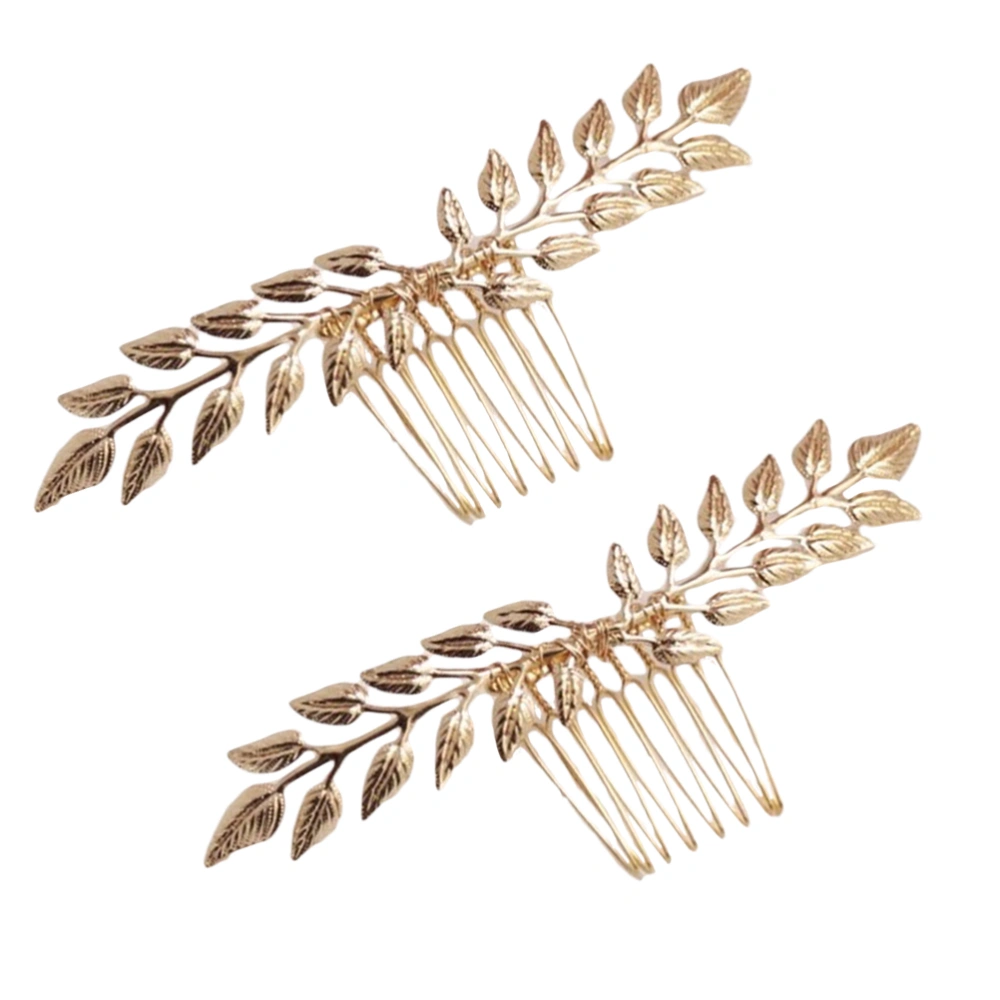 2PCS Vintage Willow Branches Hair Comb Bridal Jewelry Leaf Insert Comb Wedding Hairpin Hair Decoration for Women