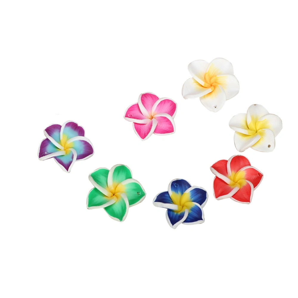 50pcs Polymer Clay Plumeria Flower Hair Decoration Barrettes Phone Case Decor Accessories for Beach Party Wedding