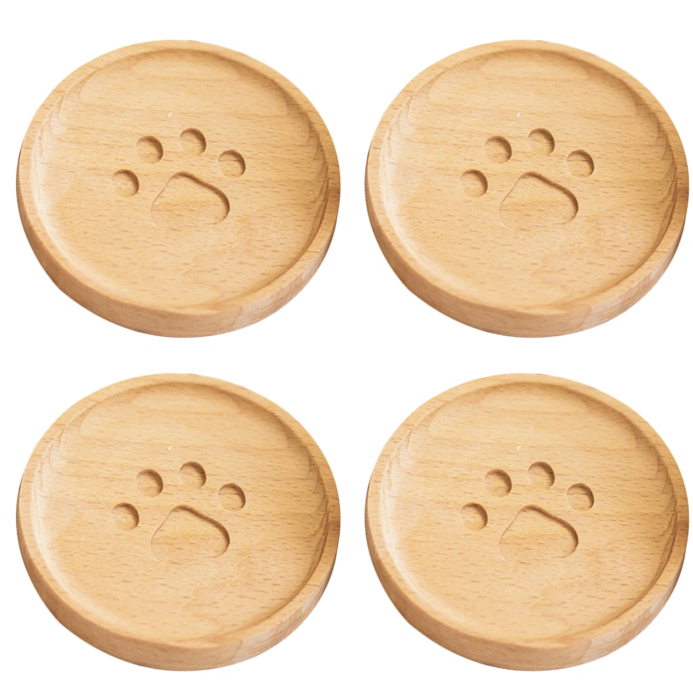 4pcs Wooden Coasters for Cups Style Tea Cup Mat Geometric Round Coasters Creative Round Mug Pad Heat Insulation Coasters Non-slip Cup Mat