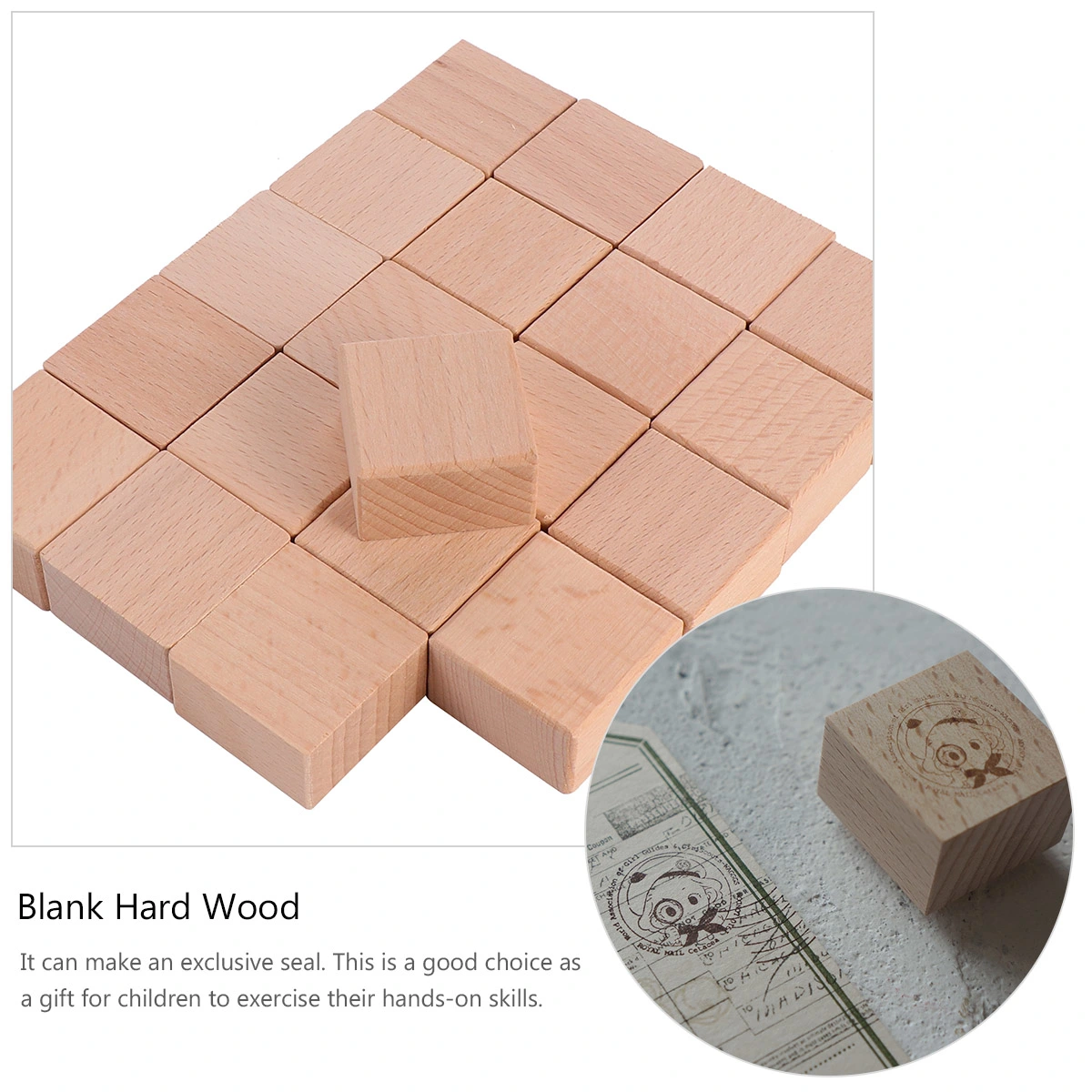 20Pcs Wood Block Blank Hard Wood Rubber Stamp mounts Scrapbooking for DIY