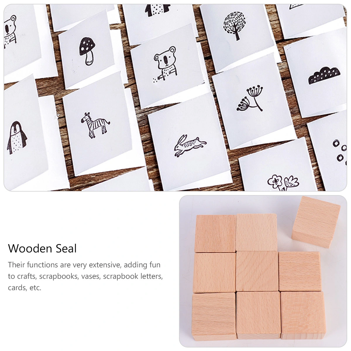 20Pcs Wood Block Blank Hard Wood Rubber Stamp mounts Scrapbooking for DIY