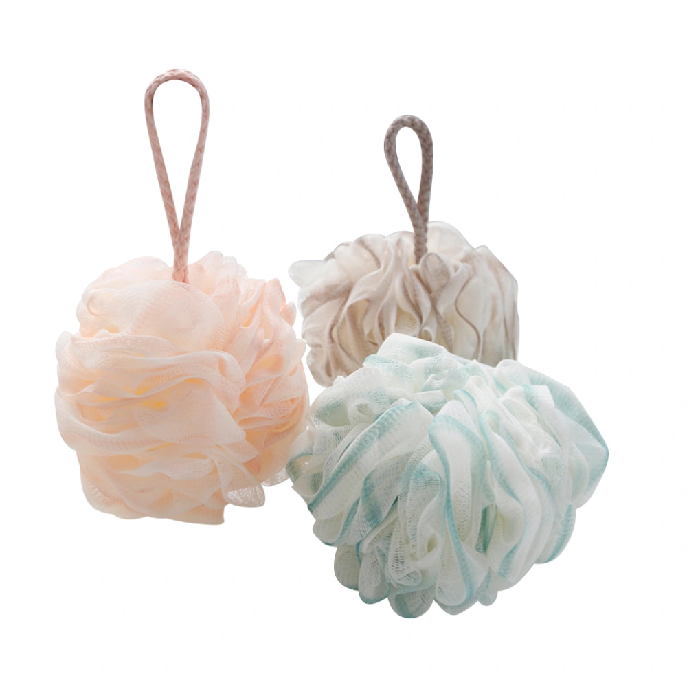 3pcs Shower Balls Mesh Bubble Nets Bath Scrub Balls Shower Gel Balls with Hanging Rope (Mixed Color)