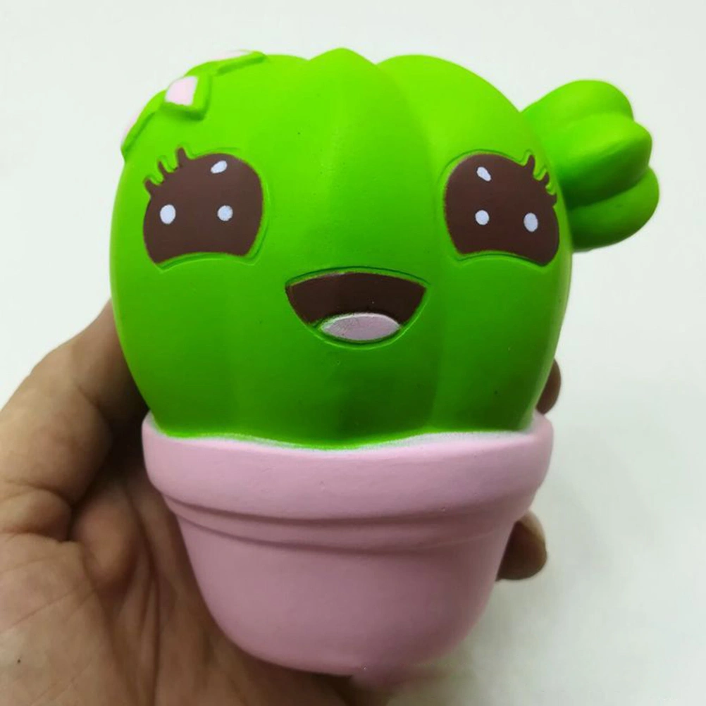 PU Cactus Scented Squeeze Healing Slow Rising Stress Relief Toy Phone Straps Keychain Gift Craft Decor (Pink Cactus)