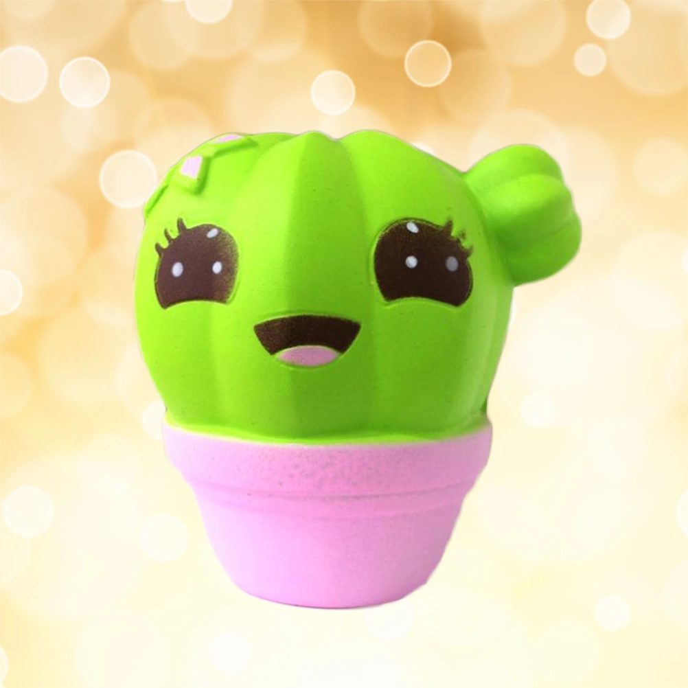 PU Cactus Scented Squeeze Healing Slow Rising Stress Relief Toy Phone Straps Keychain Gift Craft Decor (Pink Cactus)