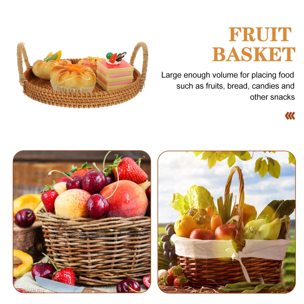 Rattan Snack Tray Rattan Bread Basket Woven Bread Basket Household Pastry Basket