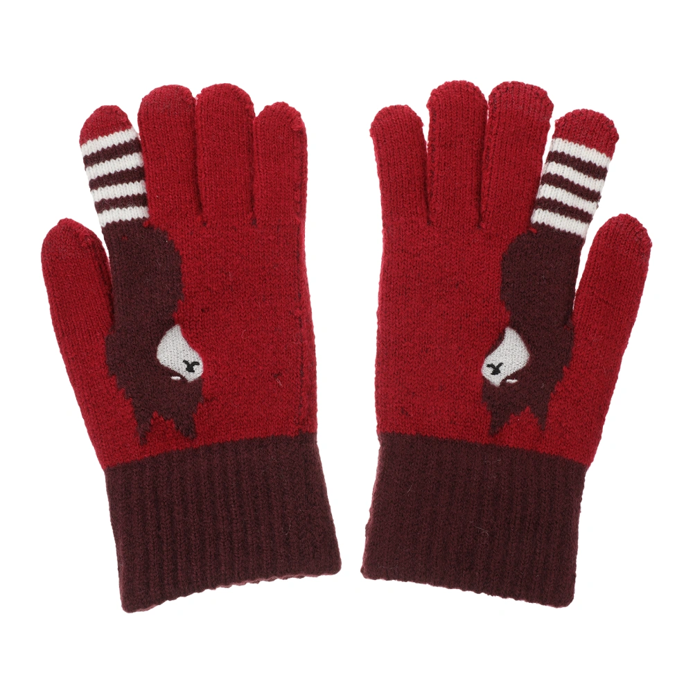 1 Pair of Cartoon Student Winter Gloves Thicken Touchscreen Knitting Gloves