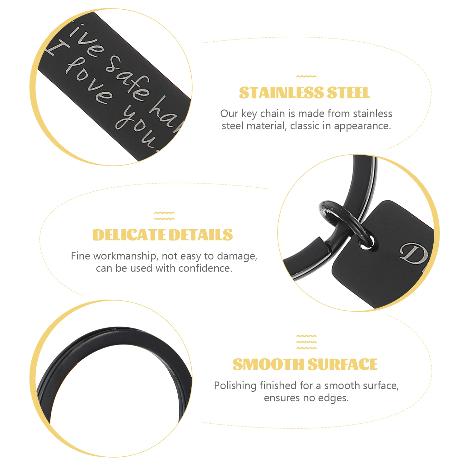 Drive Safe Handsome I Love You Stainless Steel Key Chain Key Pendant Key Decor