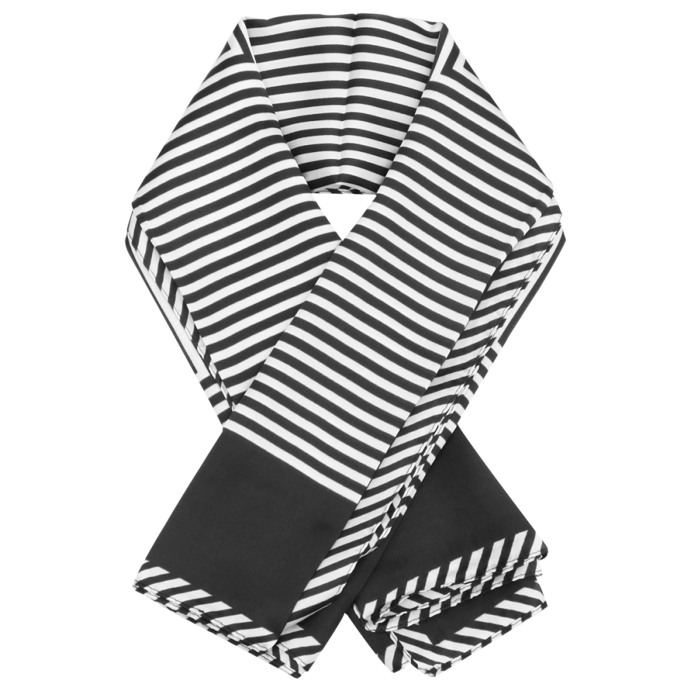 1Pc Women Scarf Silk Neck Scarves Square Kerchief Office Printing Hotel Waiter Flight Attendants (Black)