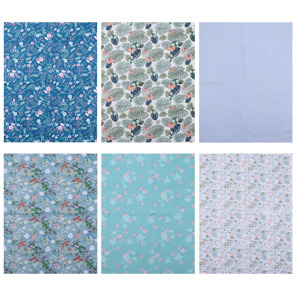 6Pcs 50x40cm Floral Cotton Fabric Patchwork Bundle DIY Quilting Craft Accessory