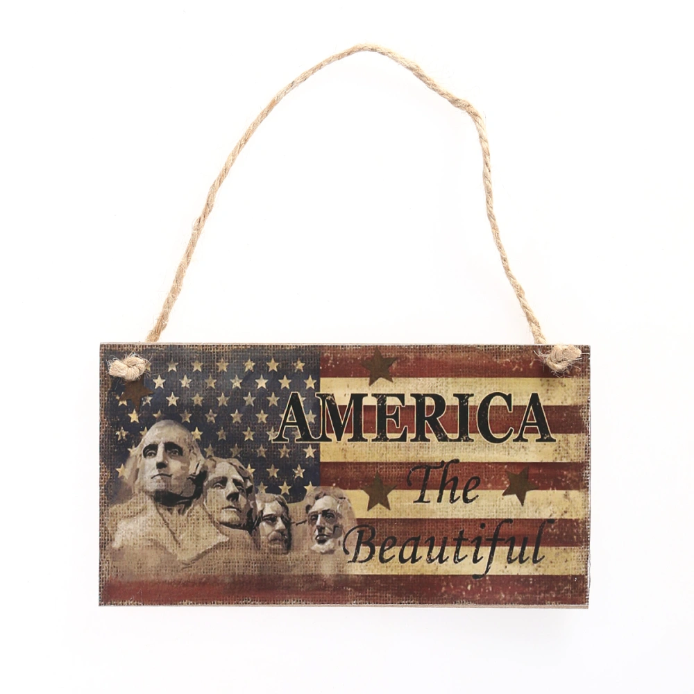 Fourth of July Party Stars and Stripes AMERICA The Beautiful Hanging Sign Decoration Fiberboard