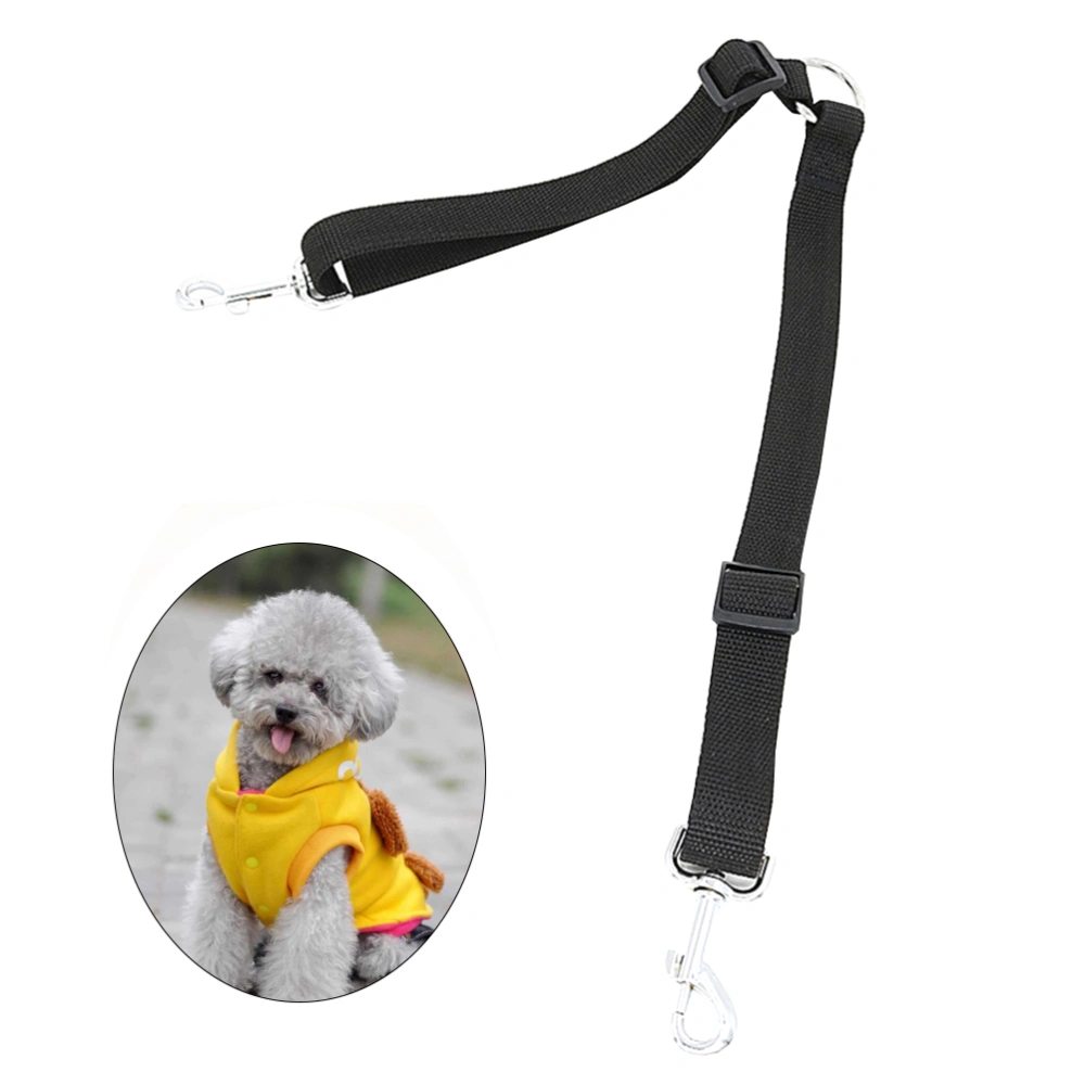 Dual Double Heads Adjustable Dog Puppy Pet Puppy Training Obedience Lead Leash 2.5*50 CM (Black)