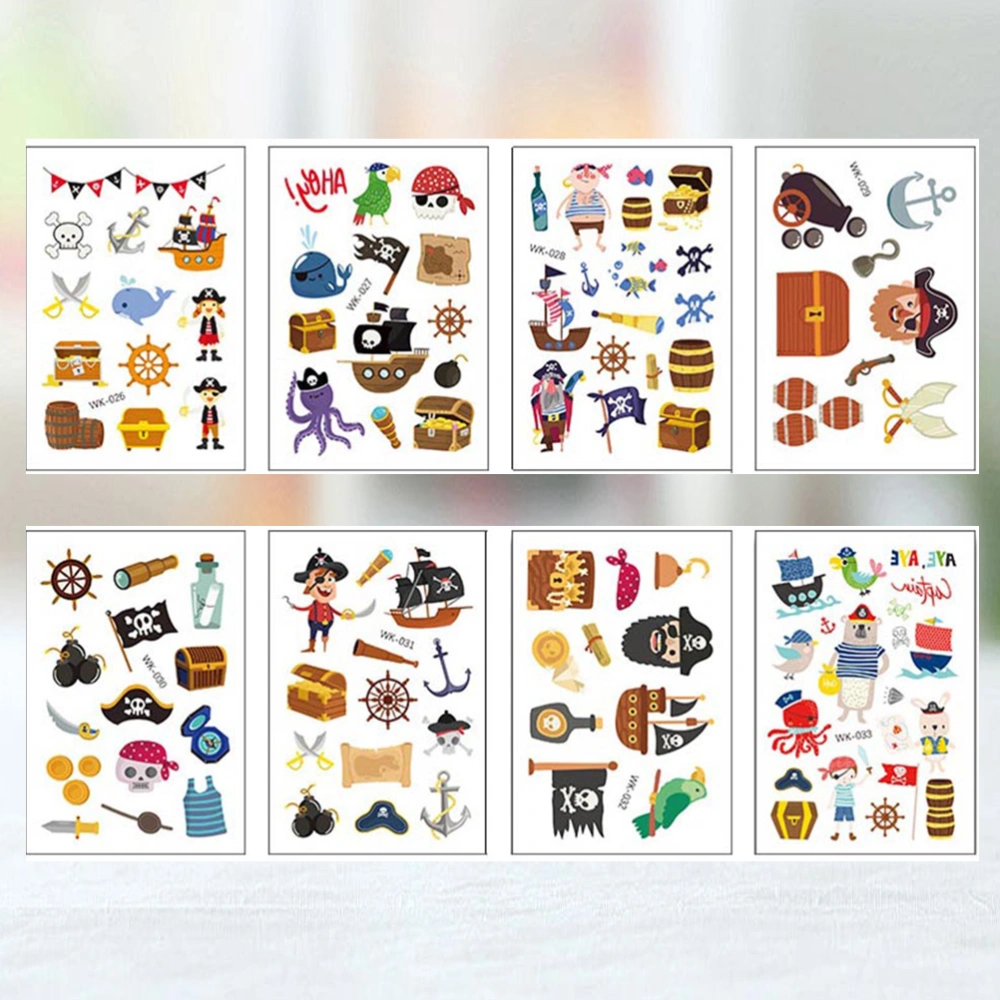 16 Pcs 3D Cartoon Pirates Stickers Temporary Tattoos Kids Fake Body Waterproof Sticker for Kids