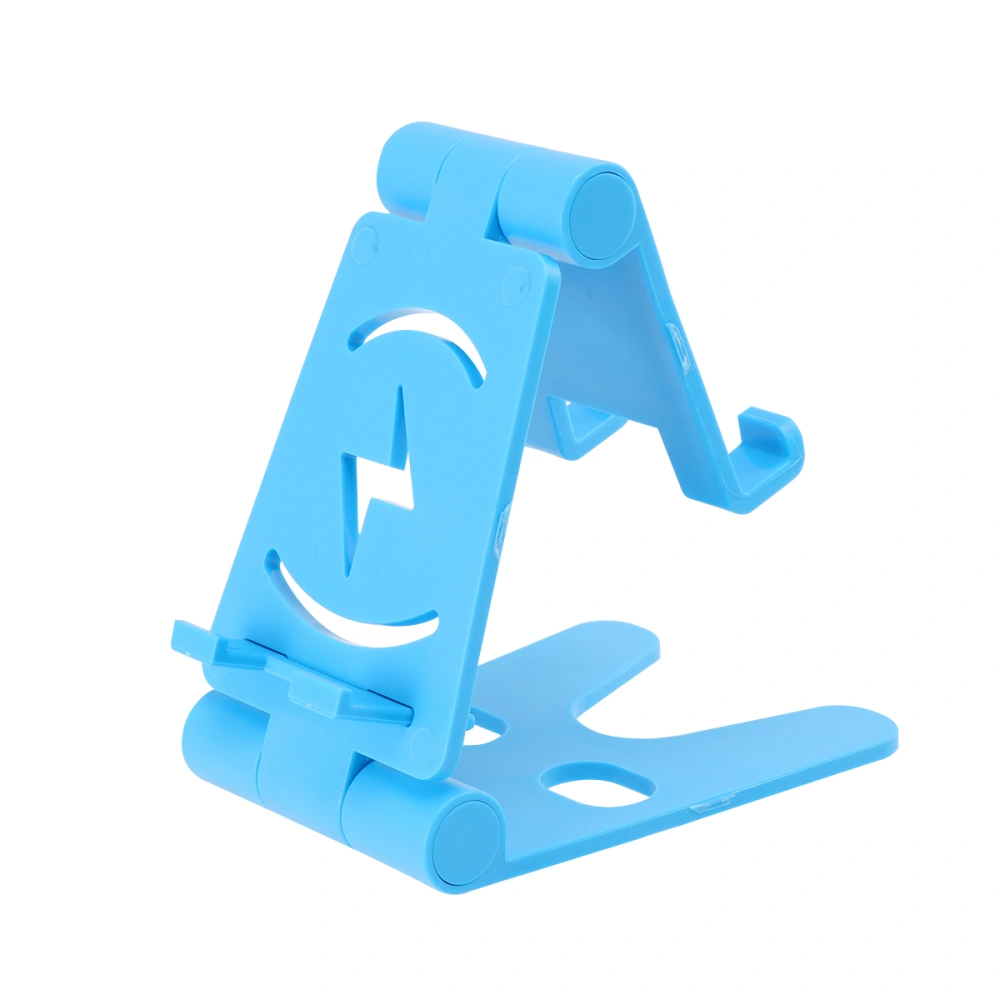 Plastic Double Phone Holder Desktop Folding Stand Creative Multifunction Mount for Cellphone Tablet (Blue)