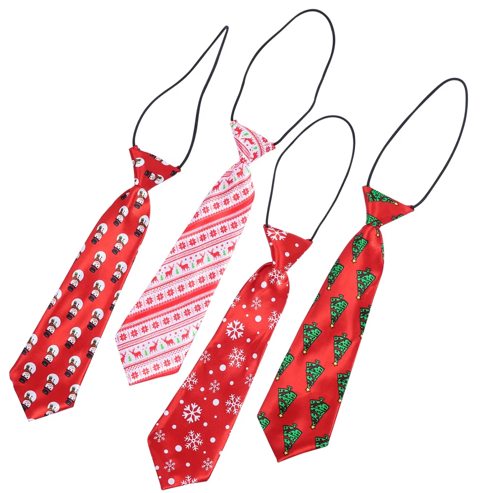 4pcs Christmas Children Ties Cartoon Handsome Children Ties Creative Xmas Ties