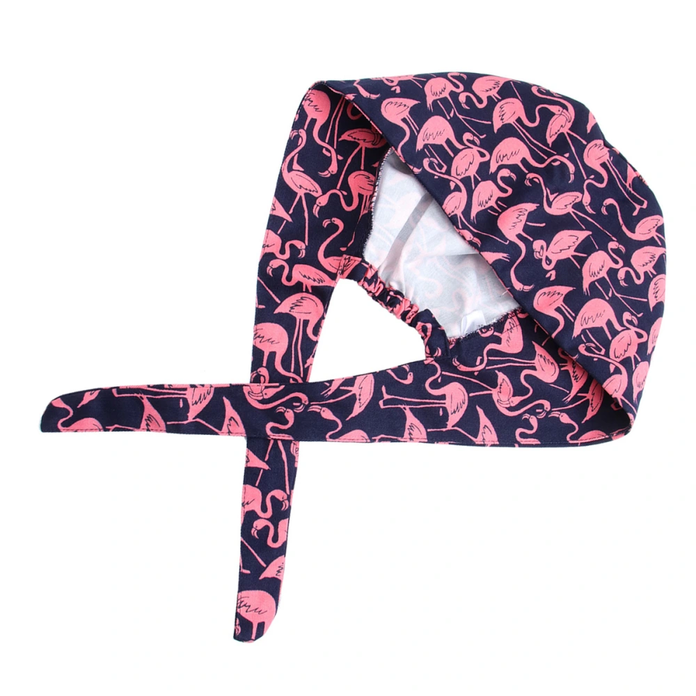 Unique Pattern Printing Cotton Hat Working Hat Head Protector Hair Accessory for Kitchen Home Worker  (Flamingo Pattern)