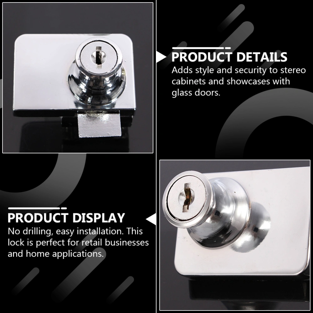 5-8mm Zinc Alloy Glass Door Lock Durable Glass Display Showcase Lock with 2 Keys