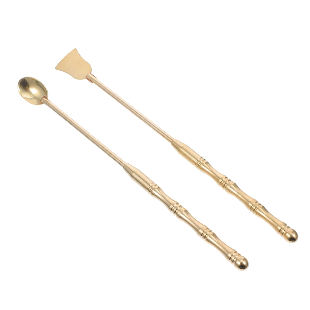 1 Set 2pcs Incense Spoon Incense Shovel Incense Burner Accessories (Golden)