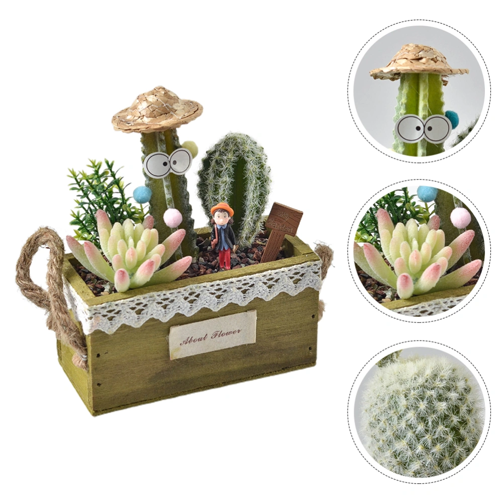 1Pc Simulation Succulent Decorative Potted Plant Flower Adornment (Random Color)