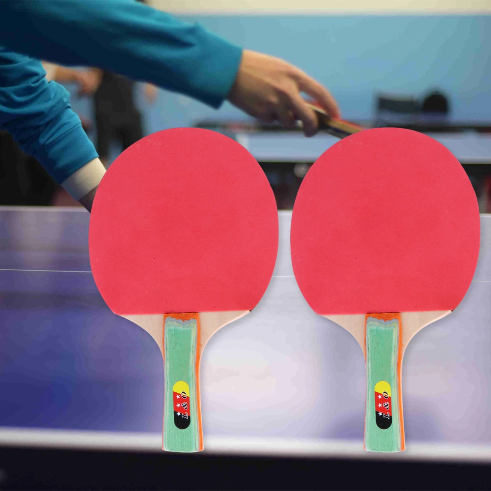 1 Set Table Tennis Racket Set Pong Paddle Set Table Tennis Racket for Adults Kids (2pcs Horizontal and Straight Racket+ 3 Balls)