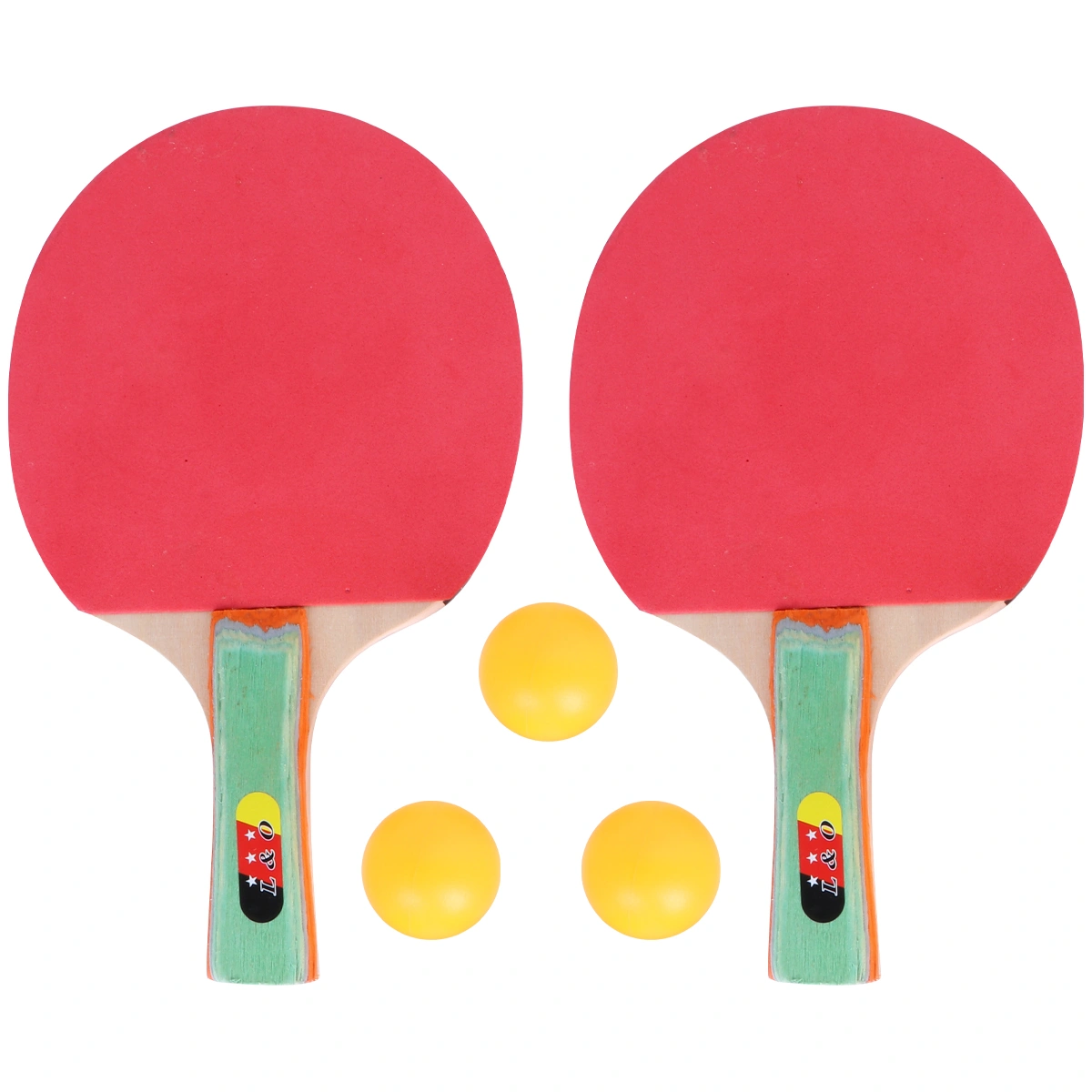 1 Set Table Tennis Racket Set Pong Paddle Set Table Tennis Racket for Adults Kids (2pcs Horizontal and Straight Racket+ 3 Balls)