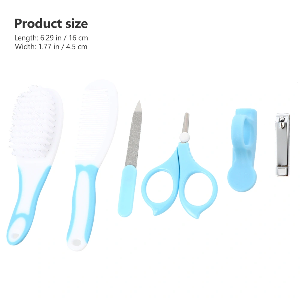 1 Set/6pcs Baby Care Kit Newborn Comb Brush Scissors Fingernail Clipper Toolkit