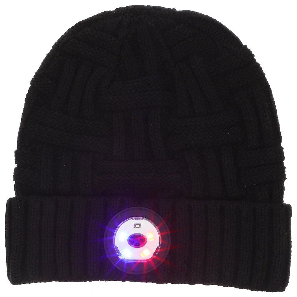 1 Set of LED Knitted Hat Detachable Headlamp Hat Outdoor Cycling Knitted Hat