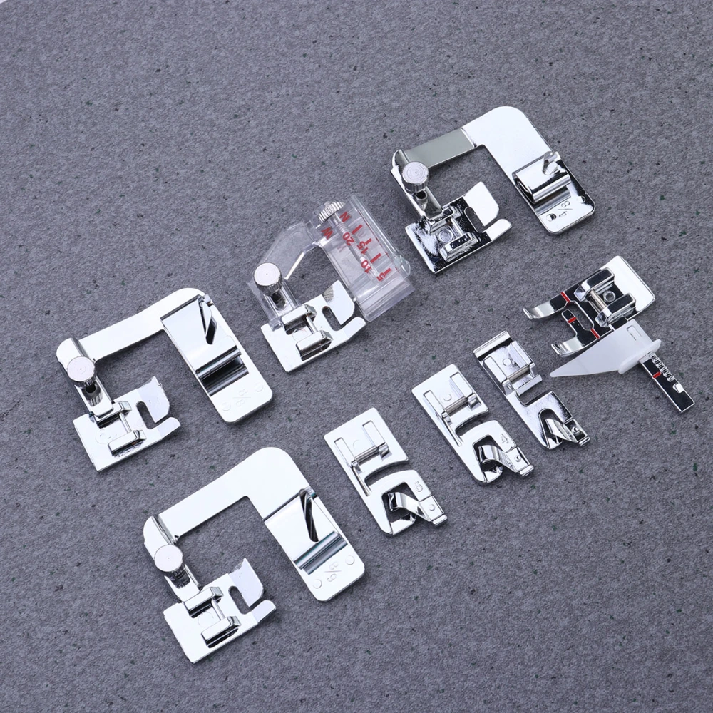 8 Pcs in 1 Set Sewing Machine Presser Foot Rolled Accessories Presser Foot Set 4/8" 6/8" 8/8" Crimping Foot Set 3mm/4mm/6mm for Low Sewing Machine Baby Lock (Silver)