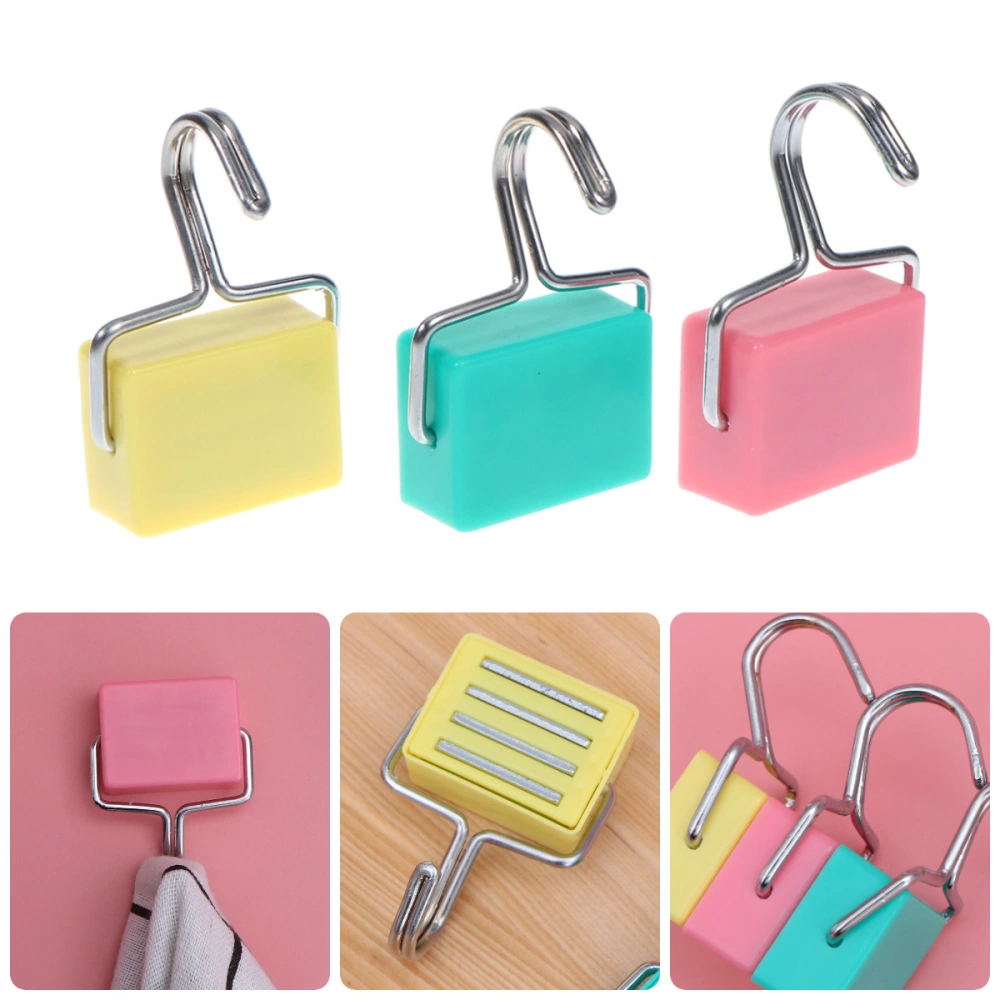 3pcs Creative Magnetic Hooks Relocatable Colorful Hook for Cabinet Refrigerator Stove (Mixed Color)