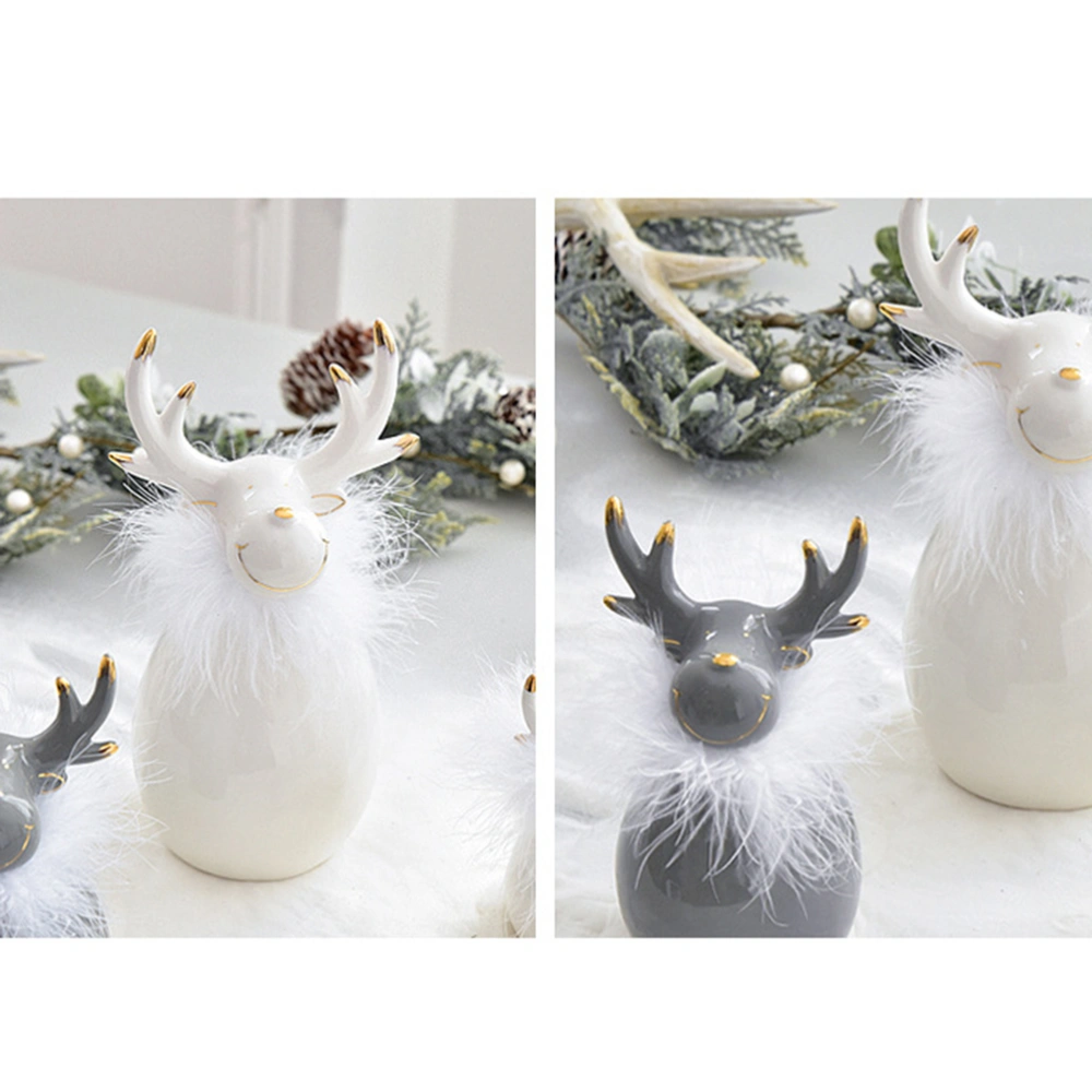 Stylish Elk Ornament Creative Ceramics Table Decoration Desktop Furnishing for Home Office Cafe (Middle Size, Grey Elk)