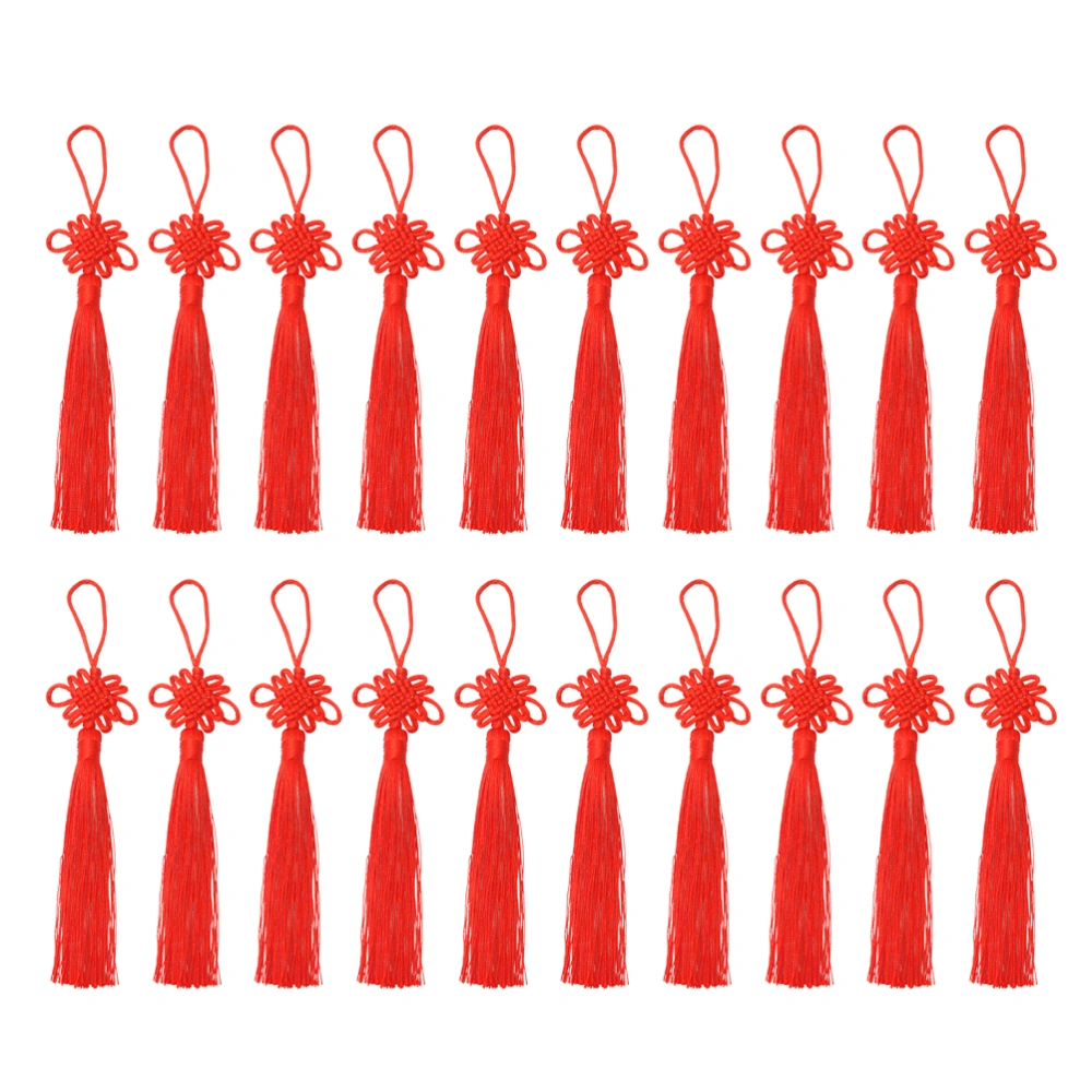 20PCS DIY Chinese Knot Tassel Hanging Traditional Tassel Pendant for Key Chain Clothes Bookmark Decoration (Red)