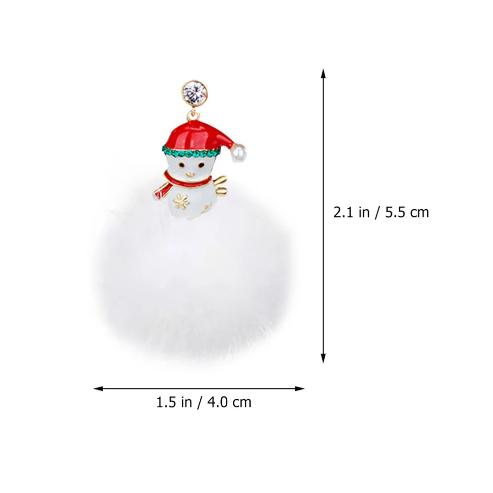 1 Pair Xmas Asymmetric Earring Fur Ball Ear Pendant Xmas Ear Jewelry (White)