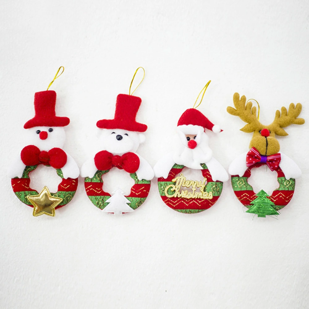 12pcs Christmas Fabric Ornaments Door Wall Hangers Xmas Tree Pendants Hanging Decorations for Home Office (Random Style)