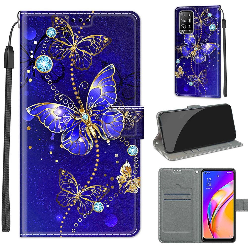 PU Leather Phone Case Kickstand Style Phone Cover Compatible with Oppo F19 Pro Plus 5G/A94 5G/A95 5G