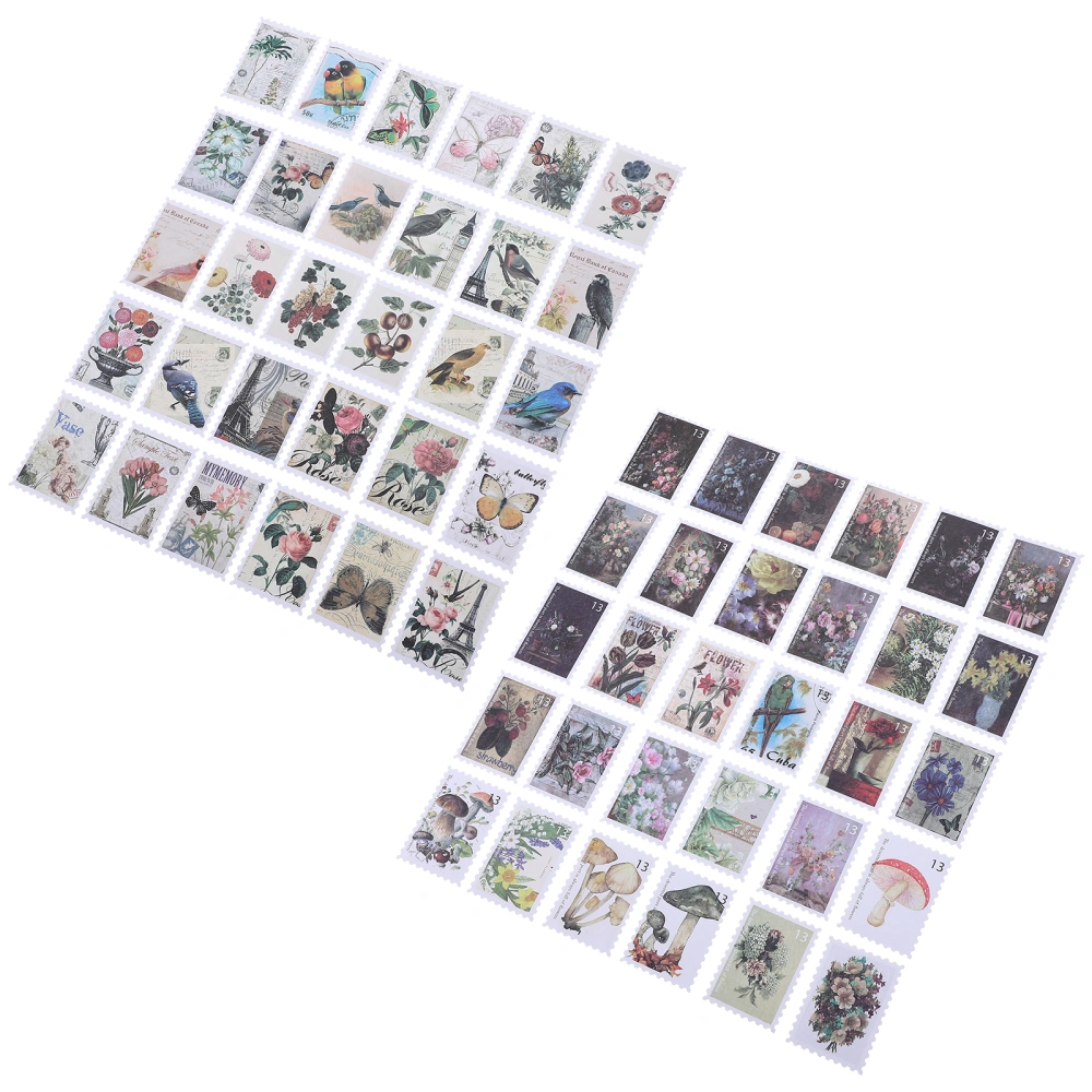 2 Sets of Vintage Stamp Stickers DIY Scrapbooking Stickers DIY Decorative Stickers