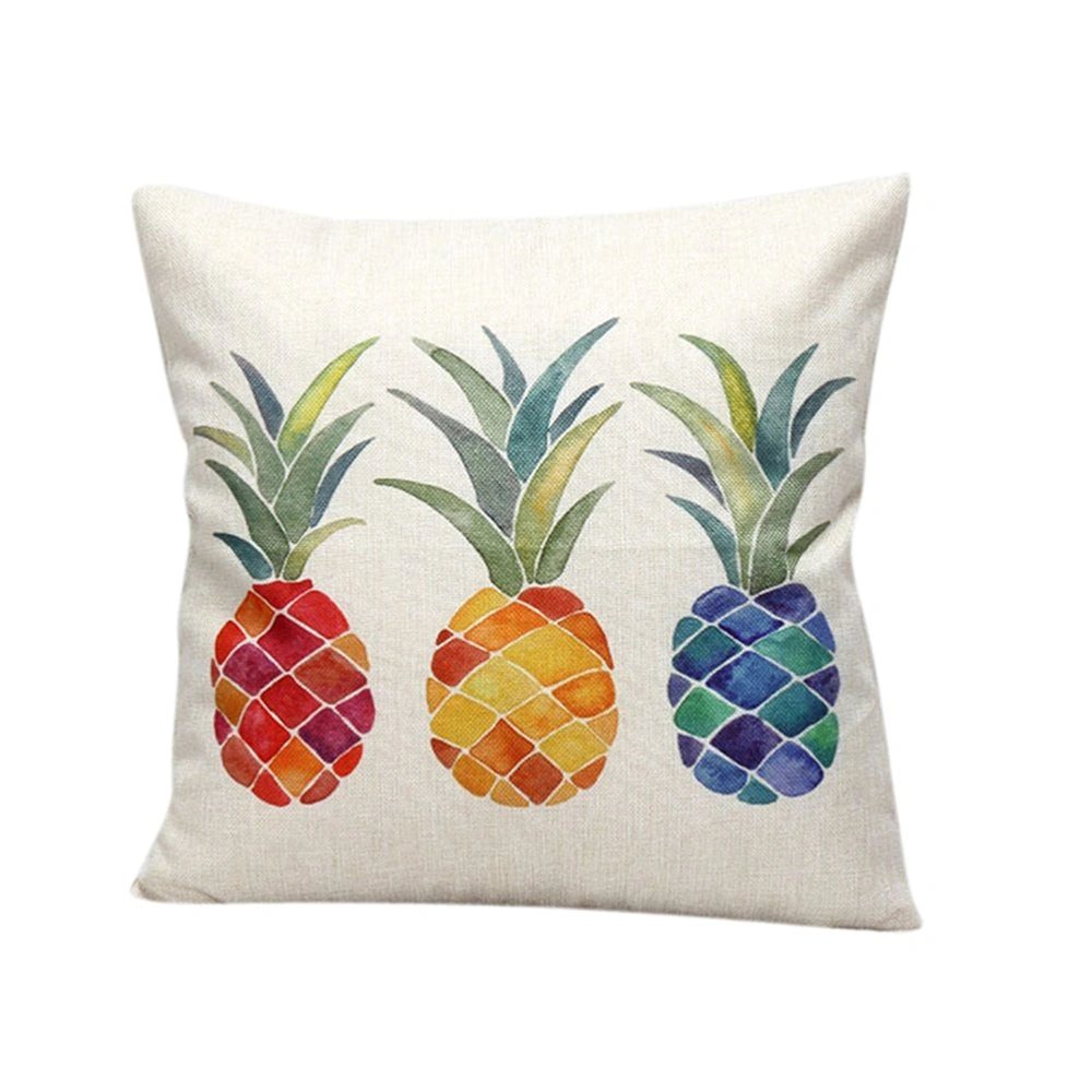 Home Decorative  Linen Throw Pillow Cover Cushion Case Pineapple Pillowcase (Colorful)