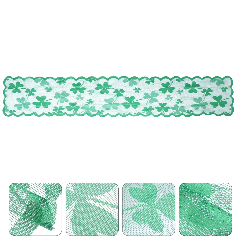 1pc St. Patrick's Day Table Runner Shamrock Pattern Lace Table Decoration