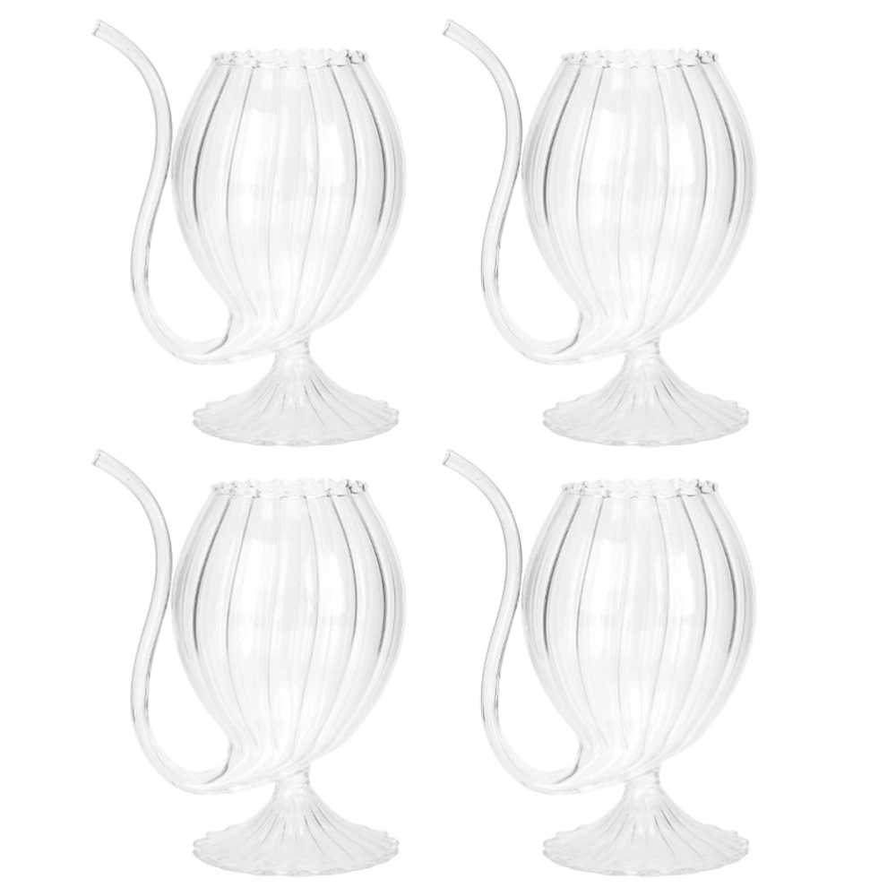 4 Pcs Exquisite Striped Juice Glass Transparent Wine Cup Creative Beverage Cup