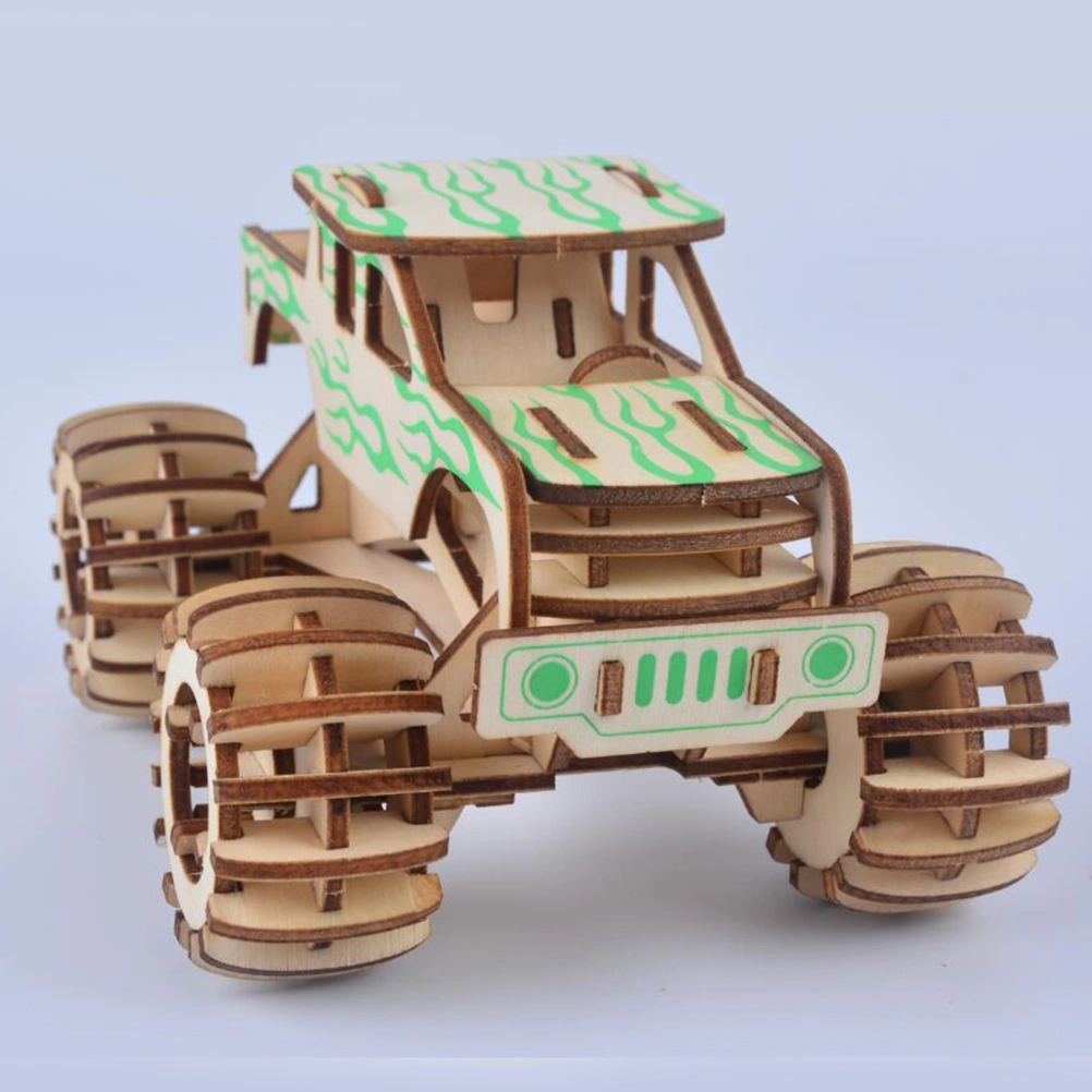 1pc 3D Wooden Three-dimensional Puzzle Board DIY Simulation Model Truck Car Shape DIY Puzzles for Kids Children