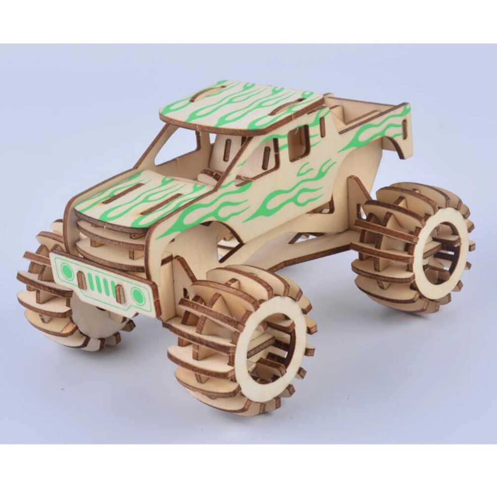1pc 3D Wooden Three-dimensional Puzzle Board DIY Simulation Model Truck Car Shape DIY Puzzles for Kids Children