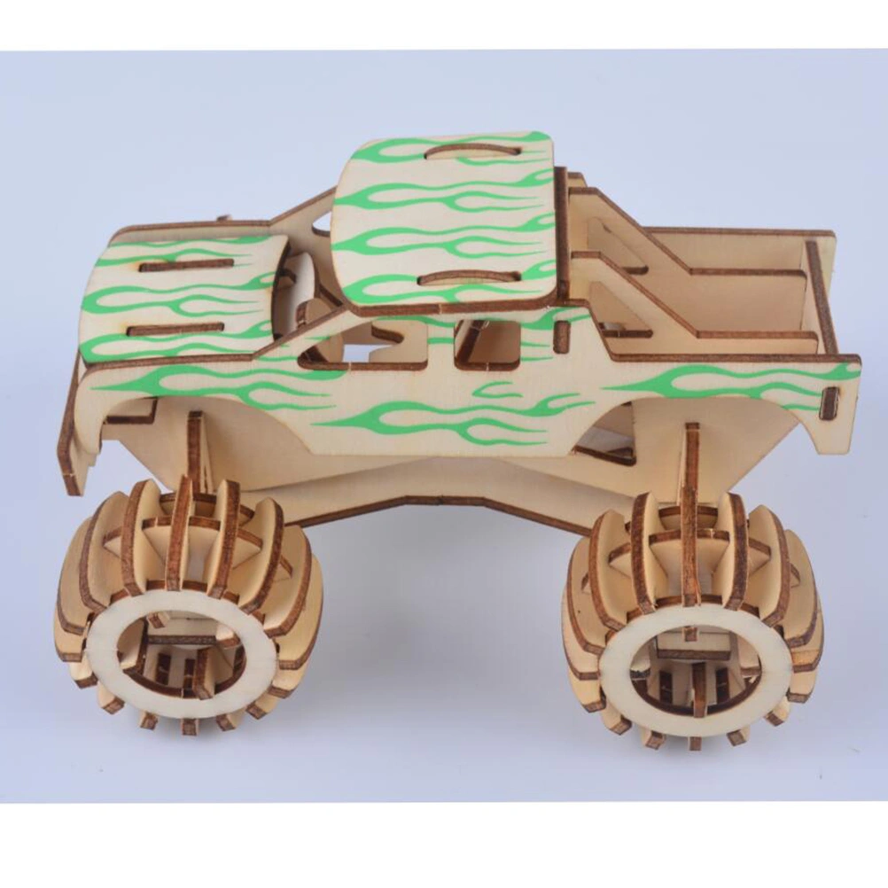 1pc 3D Wooden Three-dimensional Puzzle Board DIY Simulation Model Truck Car Shape DIY Puzzles for Kids Children