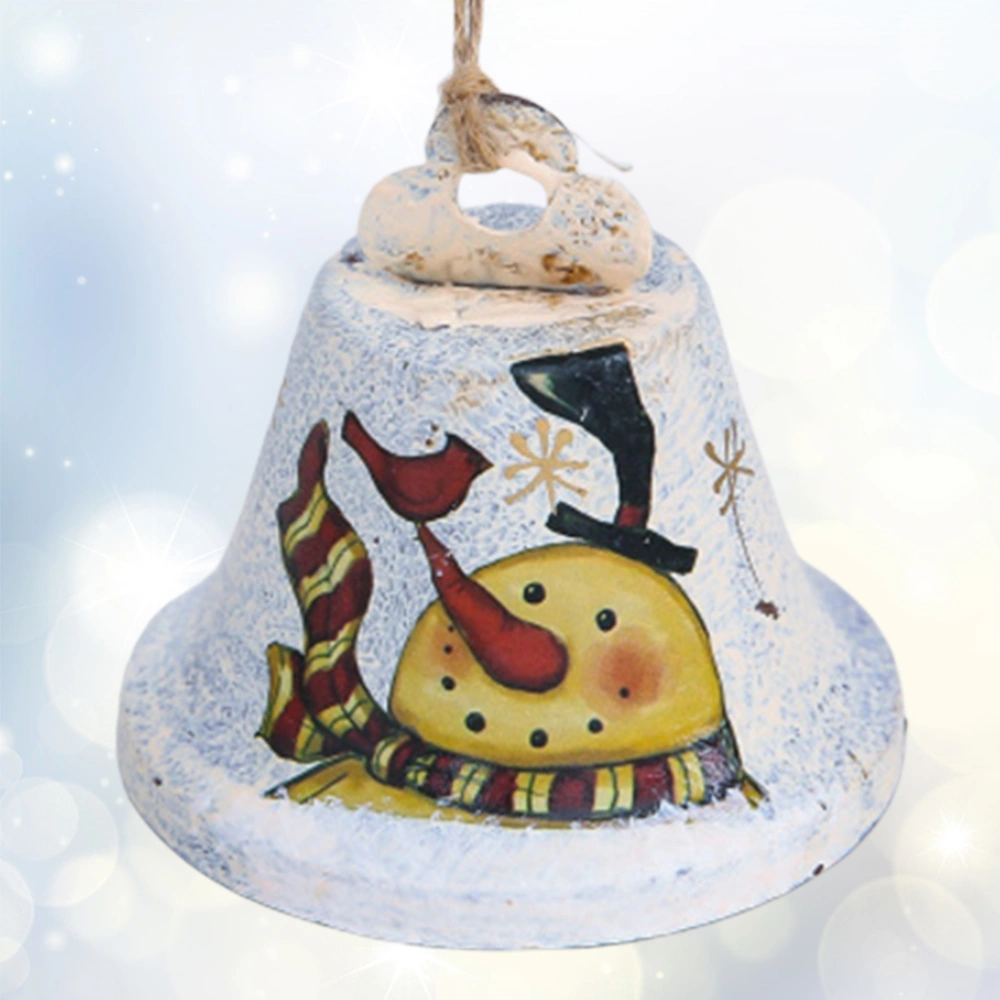 Christmas Hanging Bell Snowman Pattern Hanging Ornament Christmas Xmas Party Christmas Tree Decoration White