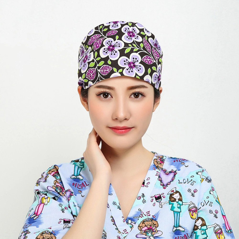 Flower Printed Hat Strap Nurse Doctor Cotton Operating Room Fashion Chef Working Hat