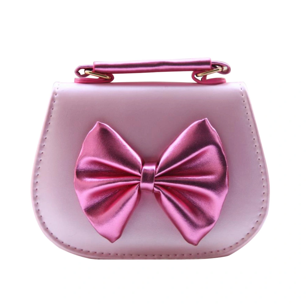 Kids Girl Bowknot Crossbody Bags PU Leather Messenger Bag Purse Handbag for Baby Girls (Pink)