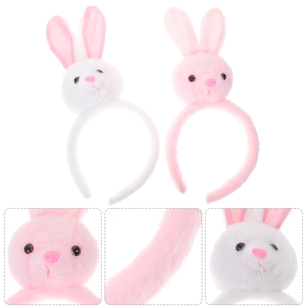 2Pcs Bunny Headbands Easter Plush Rabbit Hairbands Easter Bunny Party Favor